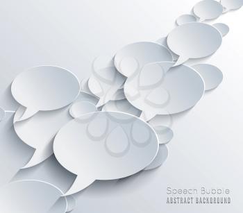 Speech bubble with shadow. Vector illustration on light blue background