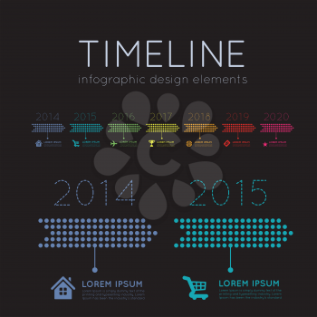 Timeline element vector infographic on black background
