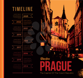 City of Prague. Vector illustration with the timeline design