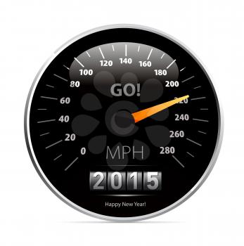 2015 year Calendar speedometer car. Vector illustration