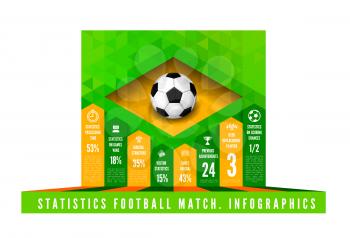 Soccer ball with brasil flag in triangle style. Vector infographics
