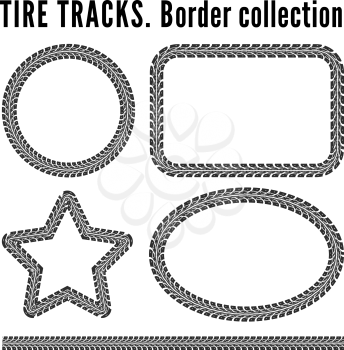 Tire tracks frame set. Vector illustration on white background