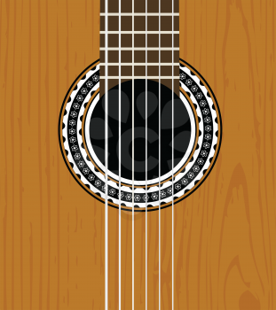 vector guitar sound hole background with wooden texture