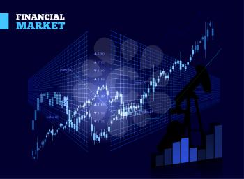 Stock Market Vector Chart on Blue Background