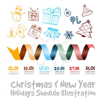 Christmas vector infographics with drawing background