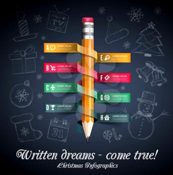 Christmas vector infographics with drawing background