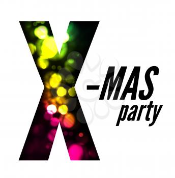 Christmas party with bokeh. Vector illustration on white