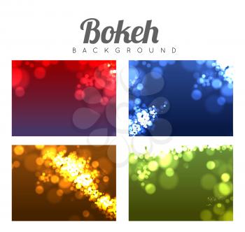 Abstract background with defocused lights - bokeh effect. Vector illustration set
