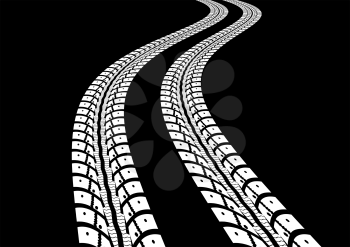 Tire tracks. Vector illustration on black background