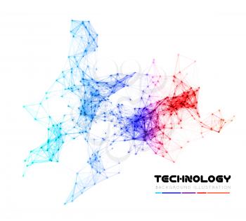 Abstract colorful network data connection. Vector technology background on white