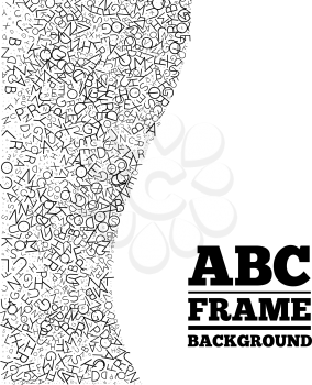 Frame created from the letters of different sizes. It can be used to design tests, polls, articles and other text infographics. Vector illustration