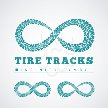 Tire tracks.  Vector illustration on grey background