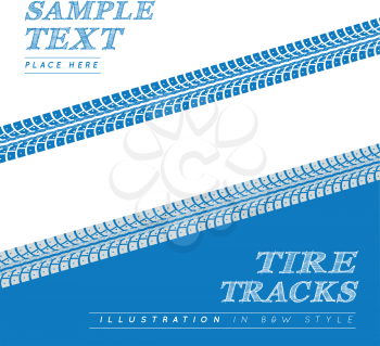 Tire tracks.  Vector illustration on blue and white background