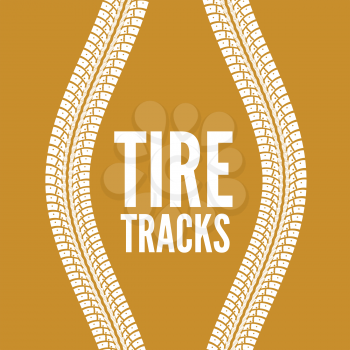 Tire tracks.  Vector illustration on yellow background