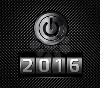 New Year counter 2016 with power button. Vector illustration