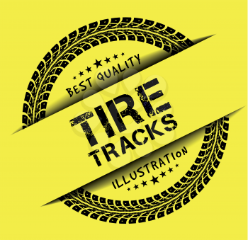 Tire tracks. Vector illustration on yellow background