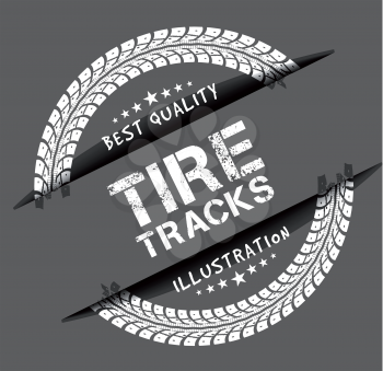 Tire tracks. Vector illustration on dark grey background