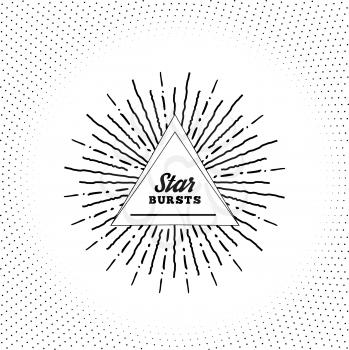 Hipster style vintage star burst with ray. Vector illustration with hand drawn elements