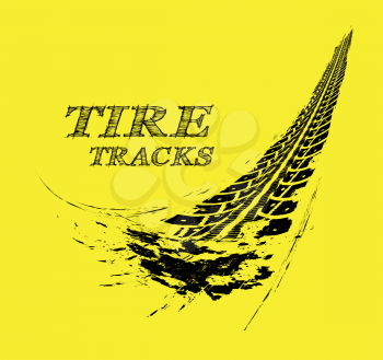 Tire tracks. Vector illustration on yellow background