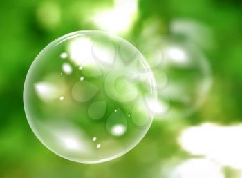 Blurred natural vector background with soap bubbles