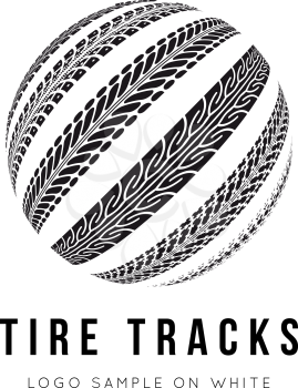 Tire track vector background in black and white style