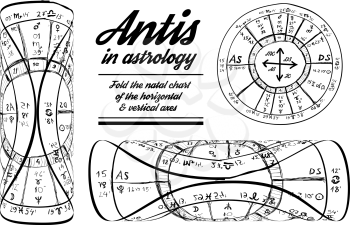 Antis in astrology. Hand-drawn vector illustration on white background 