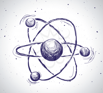 Abstract atom. Hand drawn vector illustration