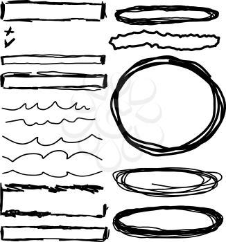 Vector hand drawn frames, lines, circle and bubble collection