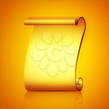 Abstract scroll paper vector illustration on yellow background