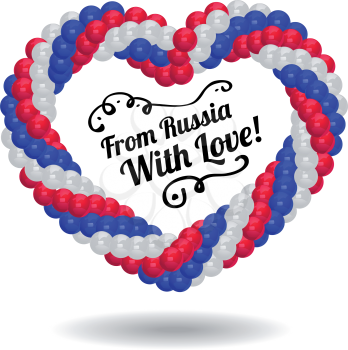 Heart made of balloons in the colors of Russian flag. Vector illustration