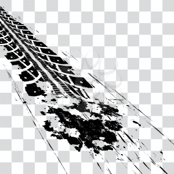 Tire tracks. Vector illustration onon checkered background 