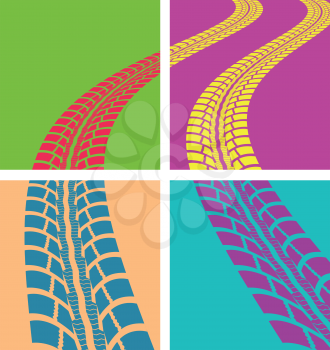 Tire tracks. Vector illustration in pop art style