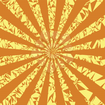 Sun rays. Vector grunge background on orange