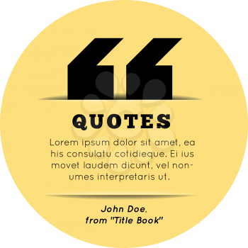Quote blank template on yellow background. Vector illustration