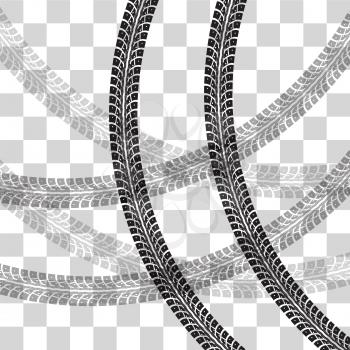 Tire tracks.  Vector illustration on checkered background