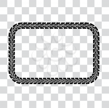 Tire tracks frame set. Vector illustration on checkered background
