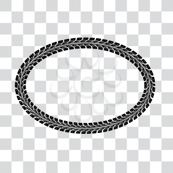 Tire tracks frame set. Vector illustration on checkered background