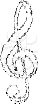 Musical notes in the form of treble clef. Vector set on white background