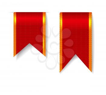 Red bookmark ribbons set. Vector illustration on white