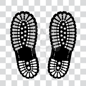 Shoe print vector illustration on checkered background