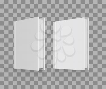 Blank book cover on checkered background. Vector illustration