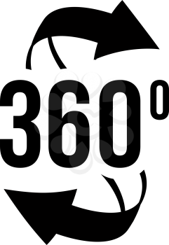 Angle 360 degrees view sign icon. The concept of a full rotation. Vector