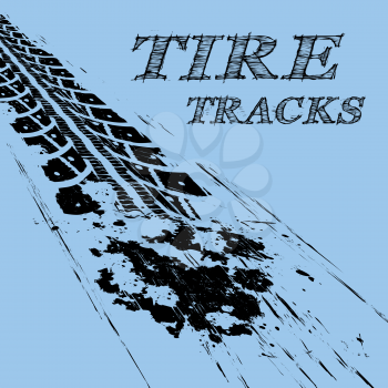 Tire tracks. Vector illustration on blue background
