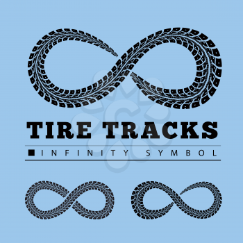 Tire Tracks in Infinity Form. Vector illustration