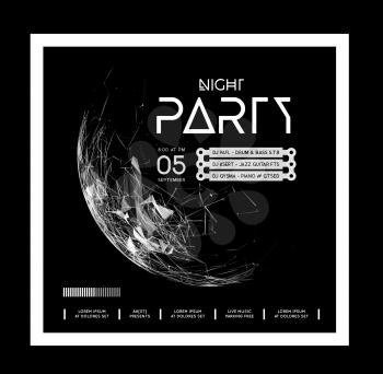 Night Disco Party Poster Background Template - Vector Illustration