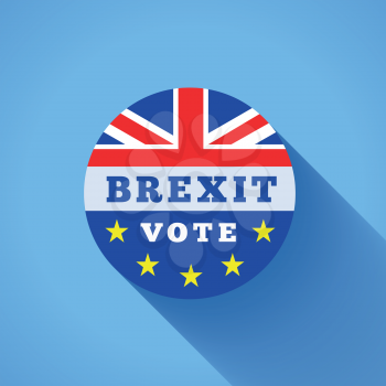 Brexit vector illustration with flags UK and EU on blue background