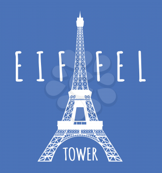 Eiffel tower in Paris. Vector illustration on blue