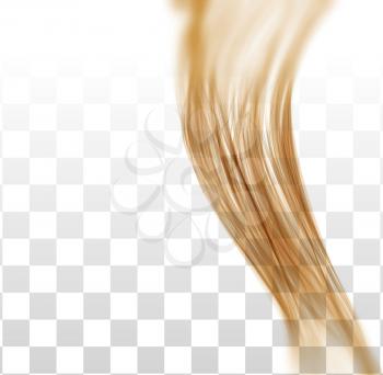 Closeup of long human hair with tilt shift effects. Vector illustraion on on chekered background