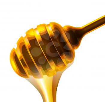 Honey stick vector close-up illustration on white background