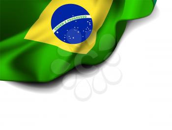 Waving flag of Brazil, South America. Vector illustration